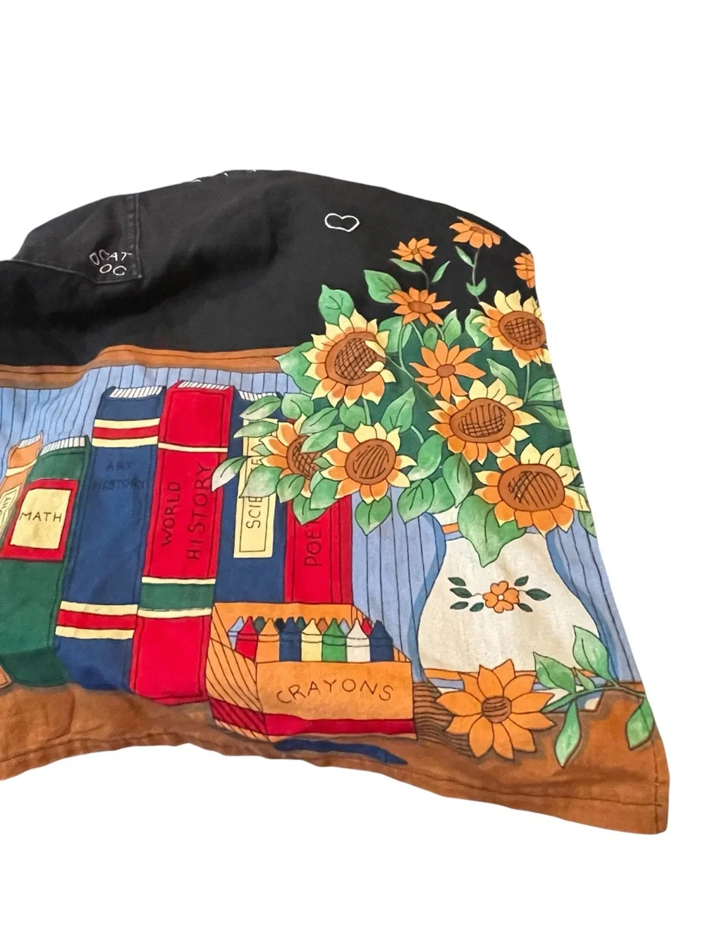 Vintage Teacher Apron Books Apple Print Front Pocket Adjustable